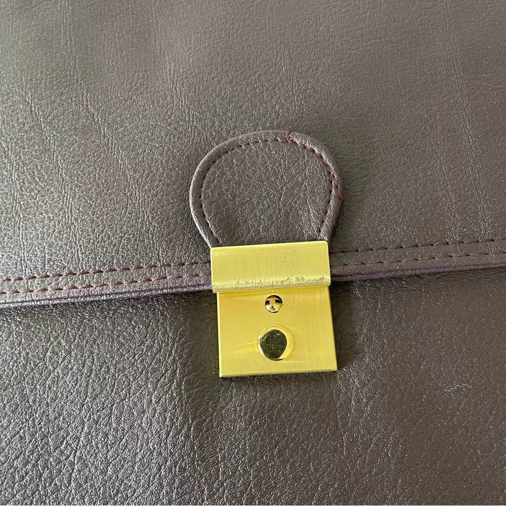 Vintage Burgundy leather vertical organizer briefcase satchel shoulder strap